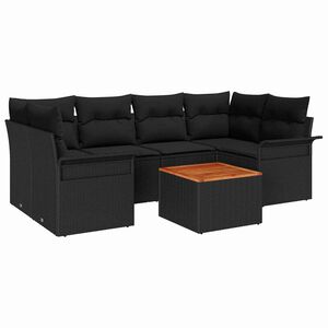 vidaXL Conjunto de sof&aacute;s de jard&iacute;n 7 uds. Negro rat&aacute;n sint&eacute;tico