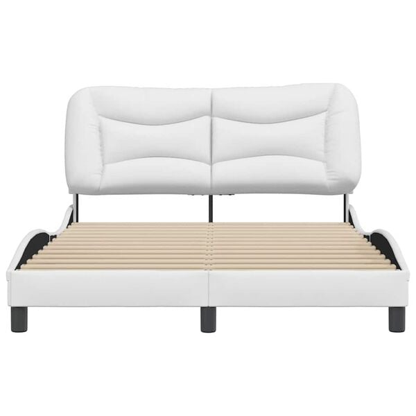 vidaXL Estructura de cama sin colch&oacute;n Hvar cuero sint&eacute;tico blanco 140x190cm