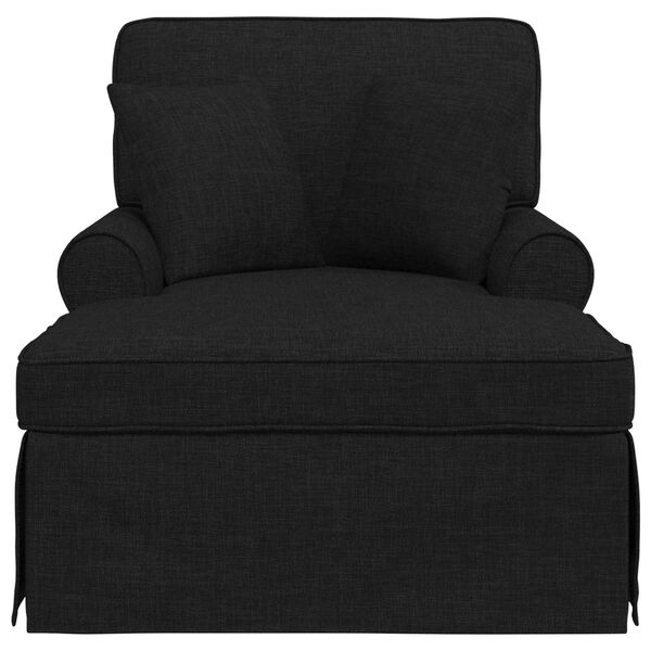 vidaXL Chaise Lounge con Falda con coj&iacute;n Negro 91 x 157 x 91 cm tela
