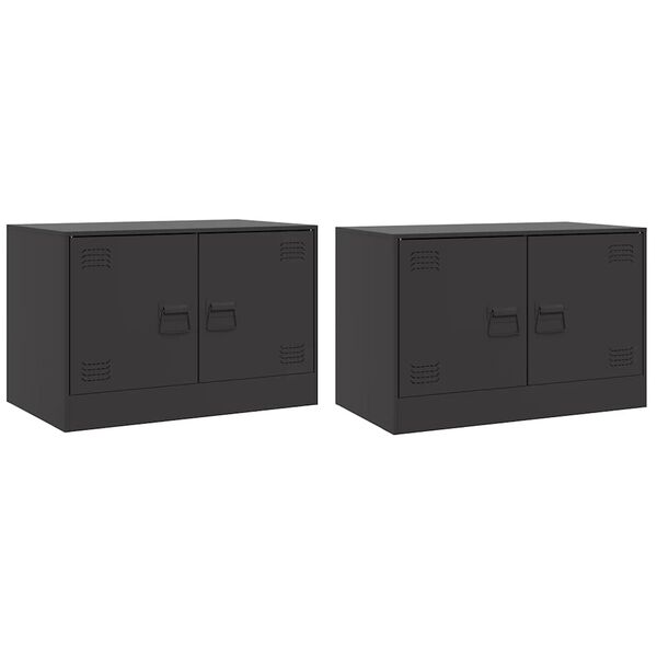 vidaXL Muebles para TV 2 unidades acero negro 67x39x44 cm