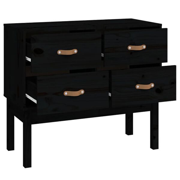 vidaXL Mueble consola de madera maciza de pino negro 90x40x78 cm