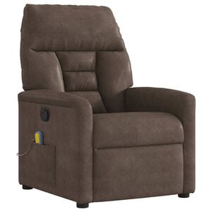 vidaXL Sill&oacute;n reclinable de masaje tela de microfibra marr&oacute;n