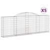 vidaXL Cestas de gaviones 5 uds forma de arco hierro 300x30x100/120 cm