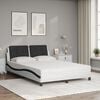 vidaXL Estructura de cama sin colch&oacute;n Zadar cuero sint&eacute;tico blanco y negro 140x190 cm