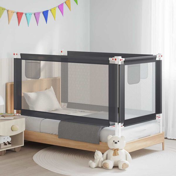 vidaXL Barandilla de seguridad cama de ni&ntilde;o gris oscuro tela 160x25 cm