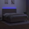 vidaXL Cama box spring colch&oacute;n y luces LED tela gris taupe 180x200 cm