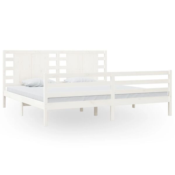 vidaXL Estructura de cama sin colch&oacute;n madera maciza blanca 200x200 cm