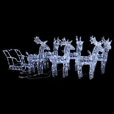 vidaXL Decoración navideña de renos y trineo acrílico 320 LED