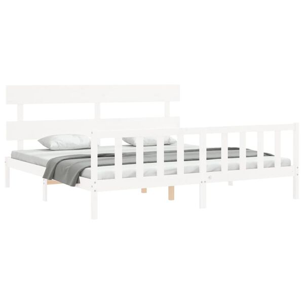vidaXL Estructura de cama sin colch&oacute;n madera maciza blanca 200x200 cm