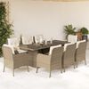 vidaXL Set comedor de jard&iacute;n 9 pzas con cojines rat&aacute;n sint&eacute;tico beige