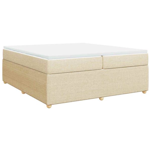 vidaXL Cama box spring con colch&oacute;n tela color crema 200x200 cm