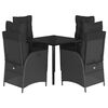 vidaXL Set de muebles jard&iacute;n 5 pzas con cojines rat&aacute;n sint&eacute;tico negro