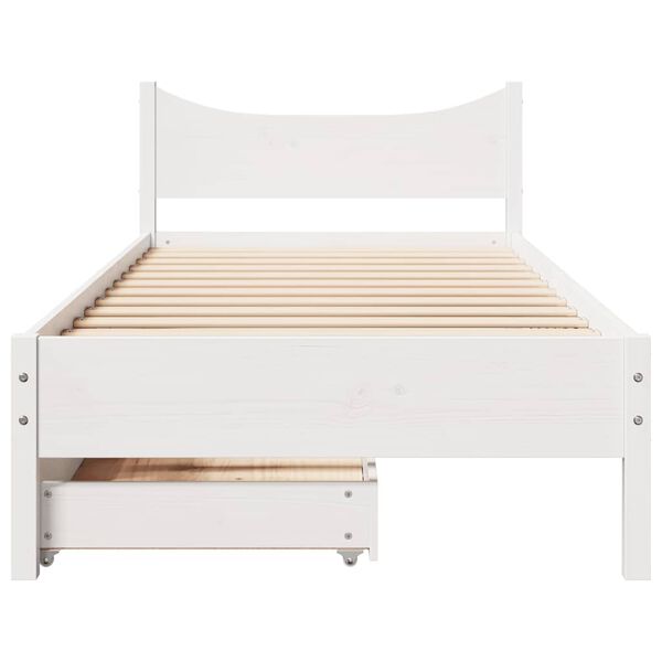 vidaXL Estructura cama con cajones madera maciza pino blanca 90x190 cm