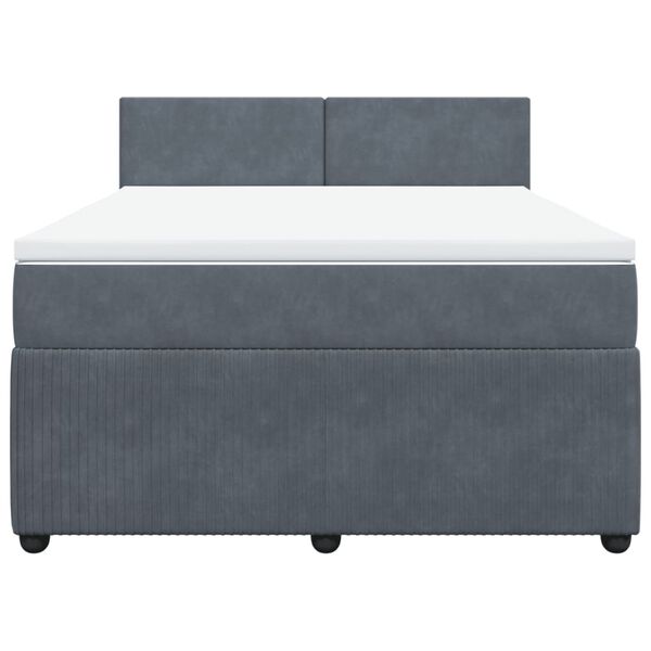 vidaXL Cama box spring con colch&oacute;n terciopelo gris oscuro 140x200 cm