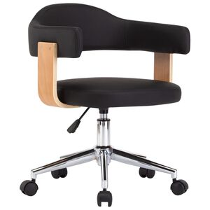 vidaXL Silla de oficina giratoria madera curvada cuero sint&eacute;tico negro