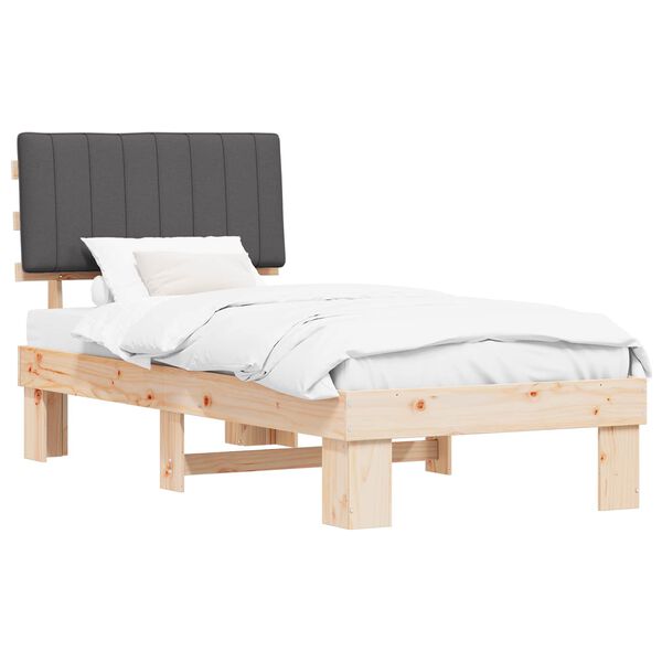 vidaXL Estructura de Cama con Cabecera Tapizada Gris oscuro