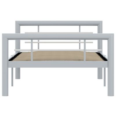 vidaXL Estructura de cama de metal gris y blanco 90x200 cm