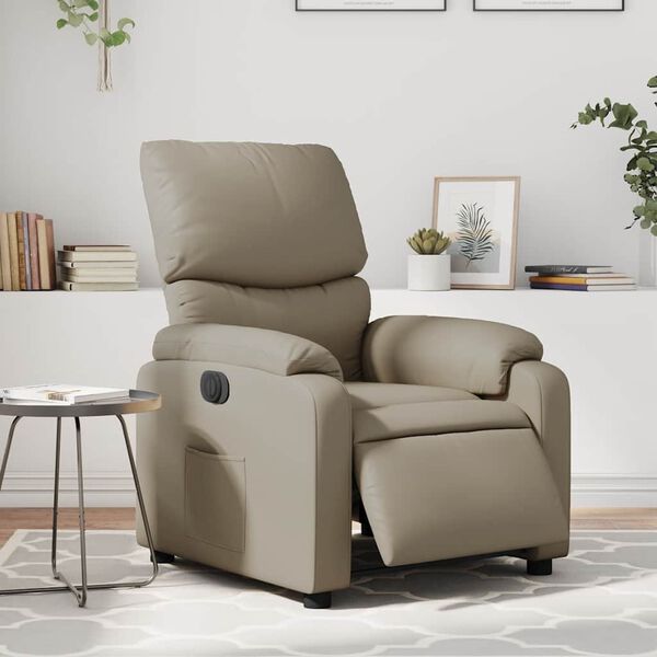 vidaXL Sill&oacute;n reclinable el&eacute;ctrico de cuero sint&eacute;tico color capuchino