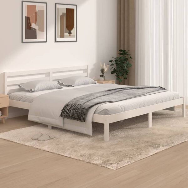 vidaXL Estructura de cama doble sin colch&oacute;n blanco 180x200 cm
