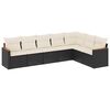 vidaXL Set de comedor de jard&iacute;n 7 pzas y cojines rat&aacute;n sint&eacute;tico negro