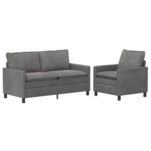 vidaXL Juego de Sof&aacute; 2 uds. Gris oscuro Terciopelo