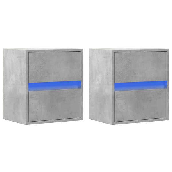 vidaXL Muebles TV de pared luces LED 2 uds gris hormig&oacute;n 41x31x45 cm