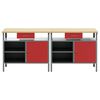 vidaXL Conjunto de banco de trabajo 2 pcs Rojo 200 x 55 x 85 cm Acero