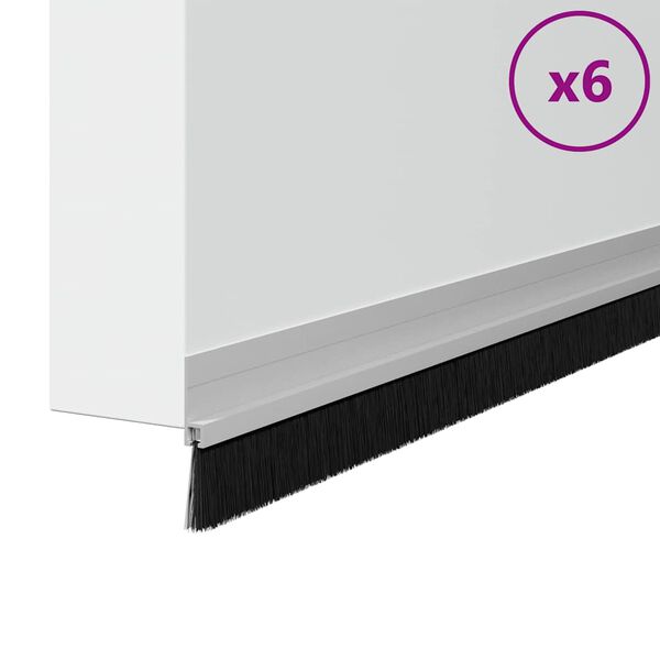 vidaXL Sellos de cepillo para puertas autoadhesivos 6 pcs Plateado