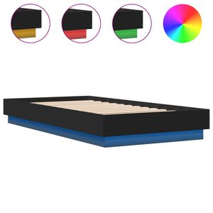 vidaXL Estructura de cama con luces LED negro 75x190 cm