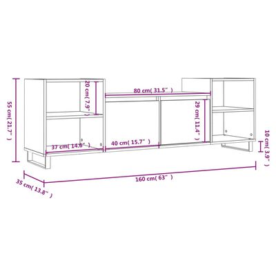 vidaXL Mueble para TV madera contrachapada blanco 160x35x55 cm