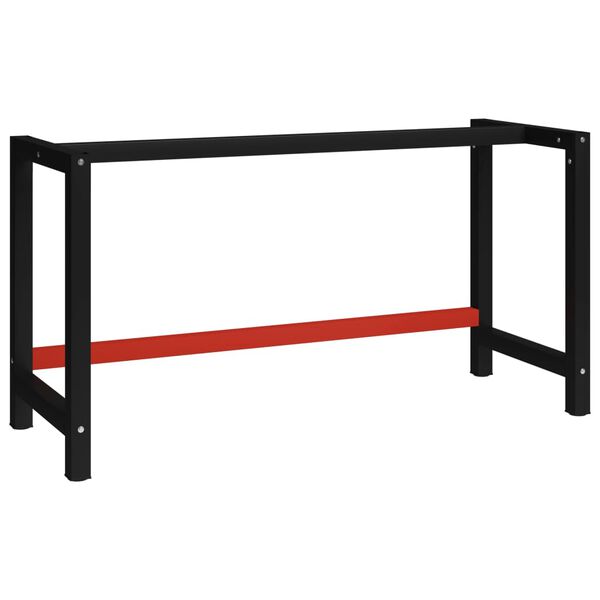 vidaXL Banco de trabajo estructura metal negro y rojo 150x57x79 cm