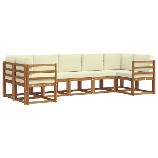 vidaXL Conjunto de sof&aacute;s de exterior con coj&iacute;n 7 pcs Natural y Crema
