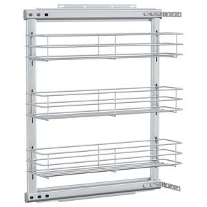 vidaXL Cesta de cocina extra&iacute;ble 3 niveles plateada 47x15,5x55,5 cm