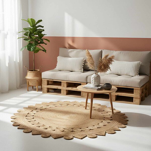 vidaXL Alfombra Marr&oacute;n &Oslash; 240 cm yute