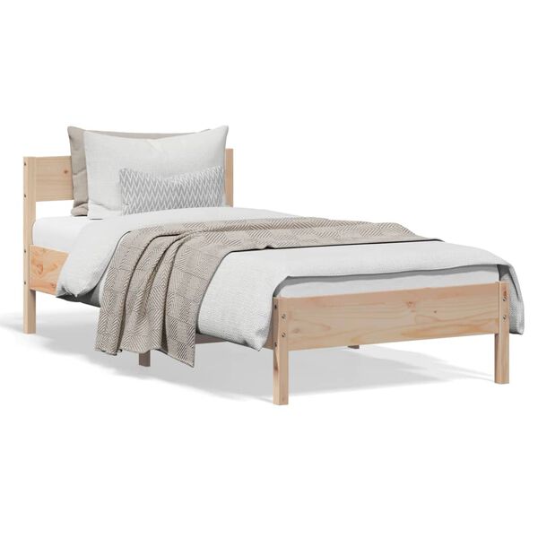 vidaXL Estructura de cama sin colch&oacute;n madera maciza pino 75x190 cm