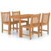 vidaXL Conjunto de comedor de jard&iacute;n de 5 piezas, 120 x 70 cm, madera maciza de teca