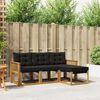 vidaXL Conjunto de sof&aacute;s de exterior con coj&iacute;n 4 pcs Natural y negro