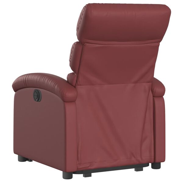 vidaXL Sillón elevable eléctrico cuero artificial rojo tinto