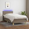 vidaXL Cama box spring con colch&oacute;n LED tela gris taupe 90x200 cm