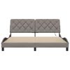 vidaXL Estructura de cama con LED sin colch&oacute;n tela gris taupe 180x200 cm