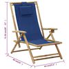 vidaXL Silla de relax reclinable de bambú y tela azul marino