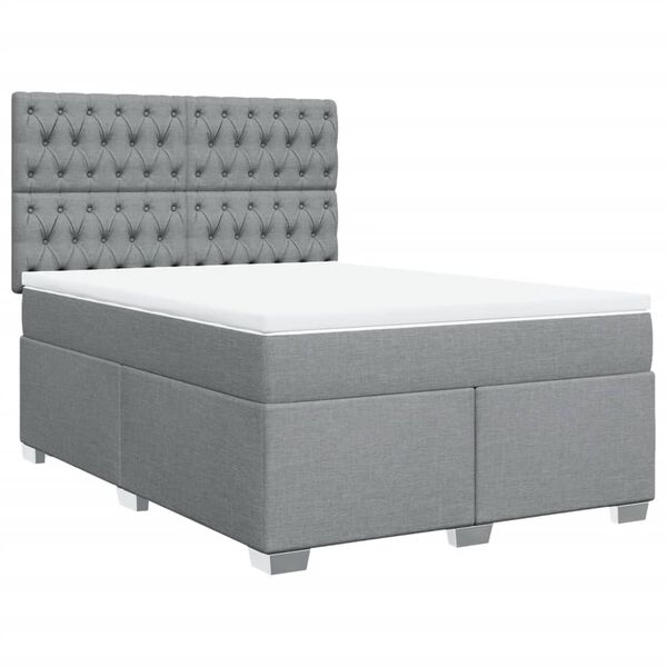 vidaXL Cama box spring con colch&oacute;n tela gris claro 140x190 cm