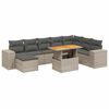 vidaXL Set de muebles de jard&iacute;n 9 pzas y cojines rat&aacute;n sint&eacute;tico gris