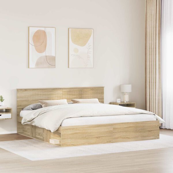 vidaXL Estructura de cama Sonoma 200 x 200 cm Madera de pino macizo