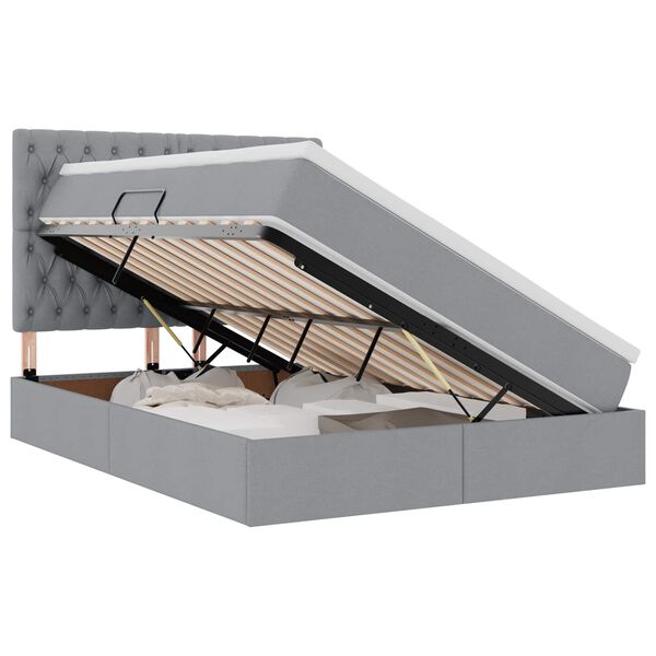 vidaXL Cama con almacenamiento y colch&oacute;n Gris Claro 140 x 190 cm