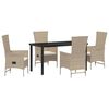 vidaXL Conjunto de Comedor de Jard&iacute;n 5 uds. Beige rat&aacute;n sint&eacute;tico
