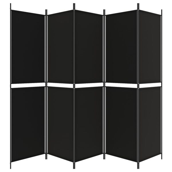 vidaXL Biombo divisor de 5 paneles de tela negro 250x200 cm