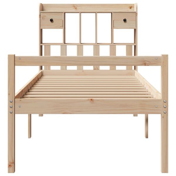 vidaXL Cama con estanter&iacute;a sin colch&oacute;n madera maciza de pino 90x190 cm