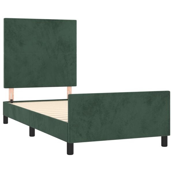 vidaXL Estructura de cama sin colch&oacute;n terciopelo verde oscuro 90x200cm
