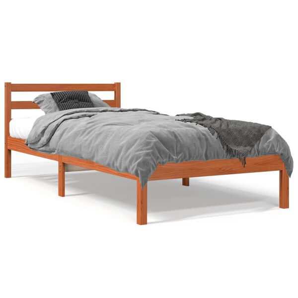 vidaXL Cama sin colch&oacute;n madera maciza de pino marr&oacute;n cera 100x200 cm